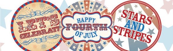 DIY Printable Fourth of July Party Circles Cupcake Toppers Favor Tags Il_570xn