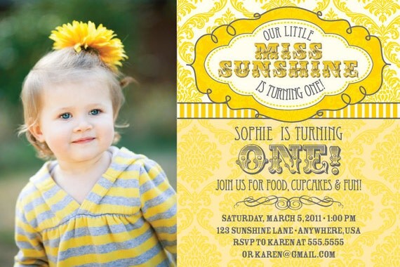 DIY Printable Little Miss Sunshine Photo Birthday Invitation Il_570xn