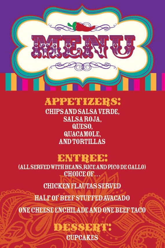 Digital DIY Hot Mama Gender Neutral Fiesta Baby Shower Menu Il_570xn