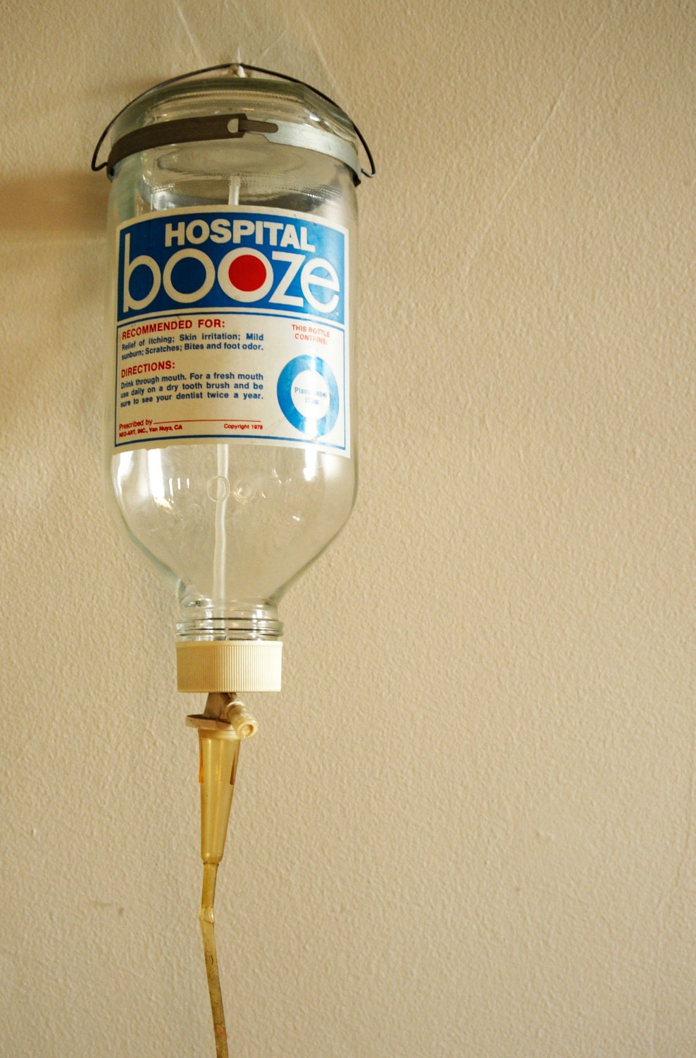 Vintage Novelty Glass Hospital Booze IV Drip