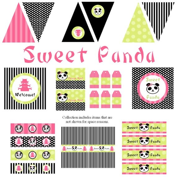 Panda Printable Party Decorations for Birthday Party or Baby Shower - DIY Decor by BeeAndDaisy - INSTANT DOWNLOAD Il_570xn