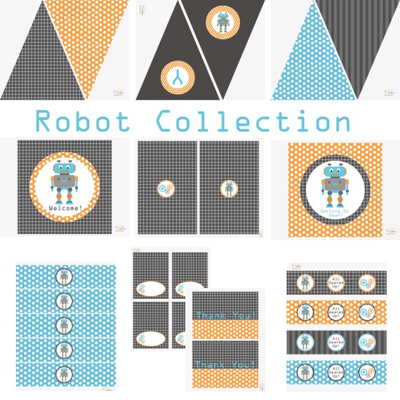 Robot Birthday, Robot Baby Shower, Robot Birthday Decorations, Robot Baby Shower Decorations, Boys Robot Party Decorations, Boy Birthday Il_570xn