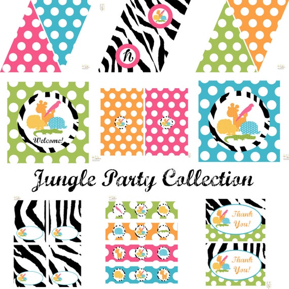 Jungle Animals Printable Decorations for Birthdays or Baby Showers - DIY Printable Decor by BeeAndDaisy - Instant Download Il_570xn