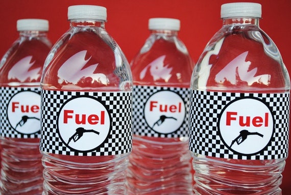 race car party water bottle labels instant by gwynnwassondesigns