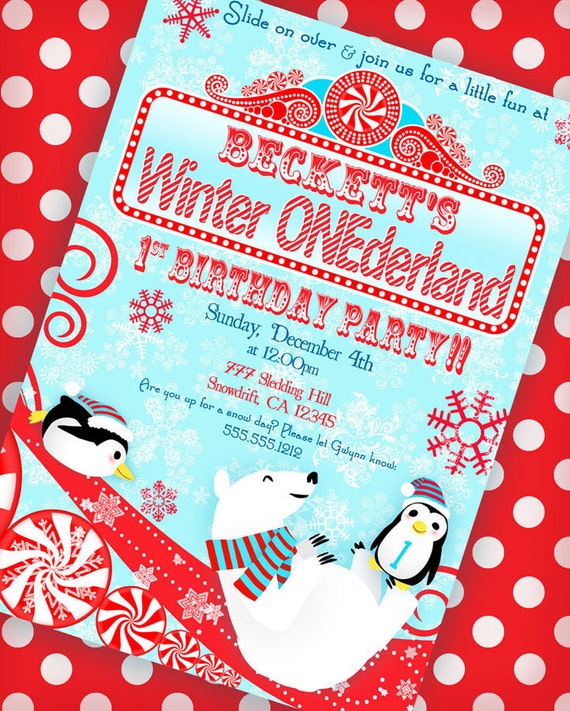 Winter Wonderland 1St Birthday Party Invitations 10