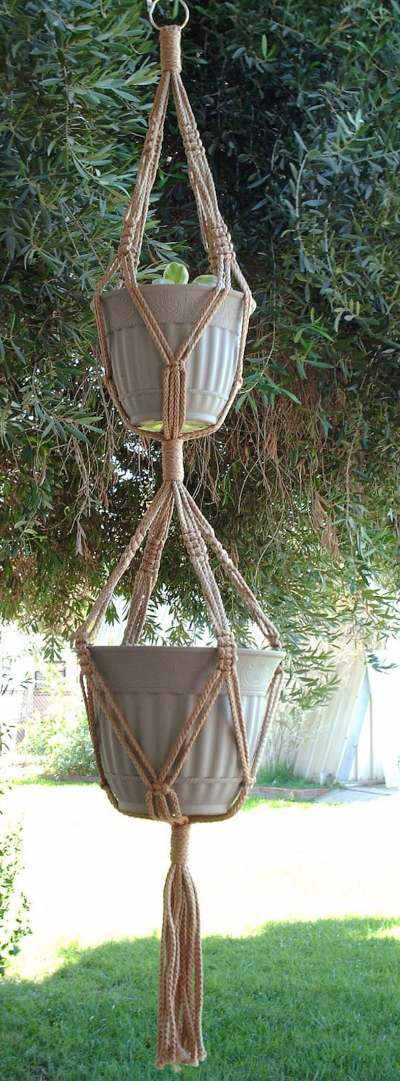 Download Macrame Plant Hanger 2-TIER 6mm 50in Sand Choose Color