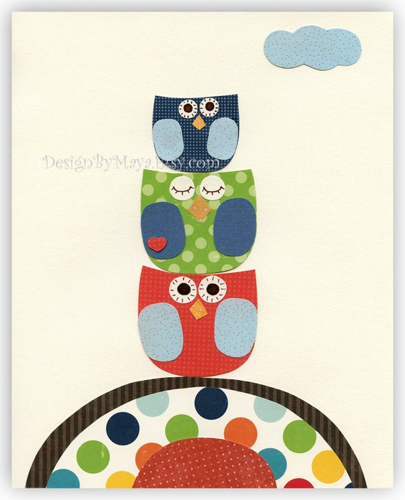 Baby room Nursery wall art Decor Art for Kids owl