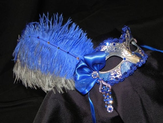 Royal Blue And Silver Feather Masquerade By Thecraftychemist07