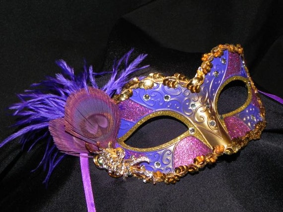 Items similar to Shades of Purple and Gold Masquerade Mask on Etsy