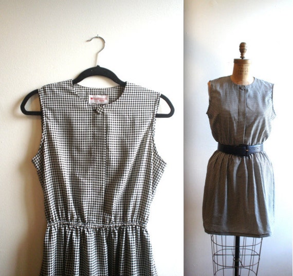 vintage HOUNDSTOOTH button-up MINI shift dress s by DOROTHYandJUNE