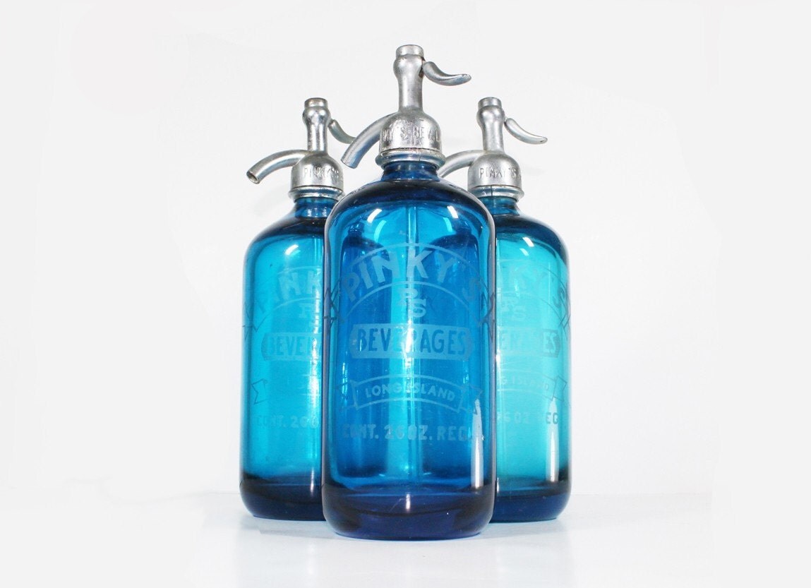 Vintage Aqua Blue Seltzer Bottle