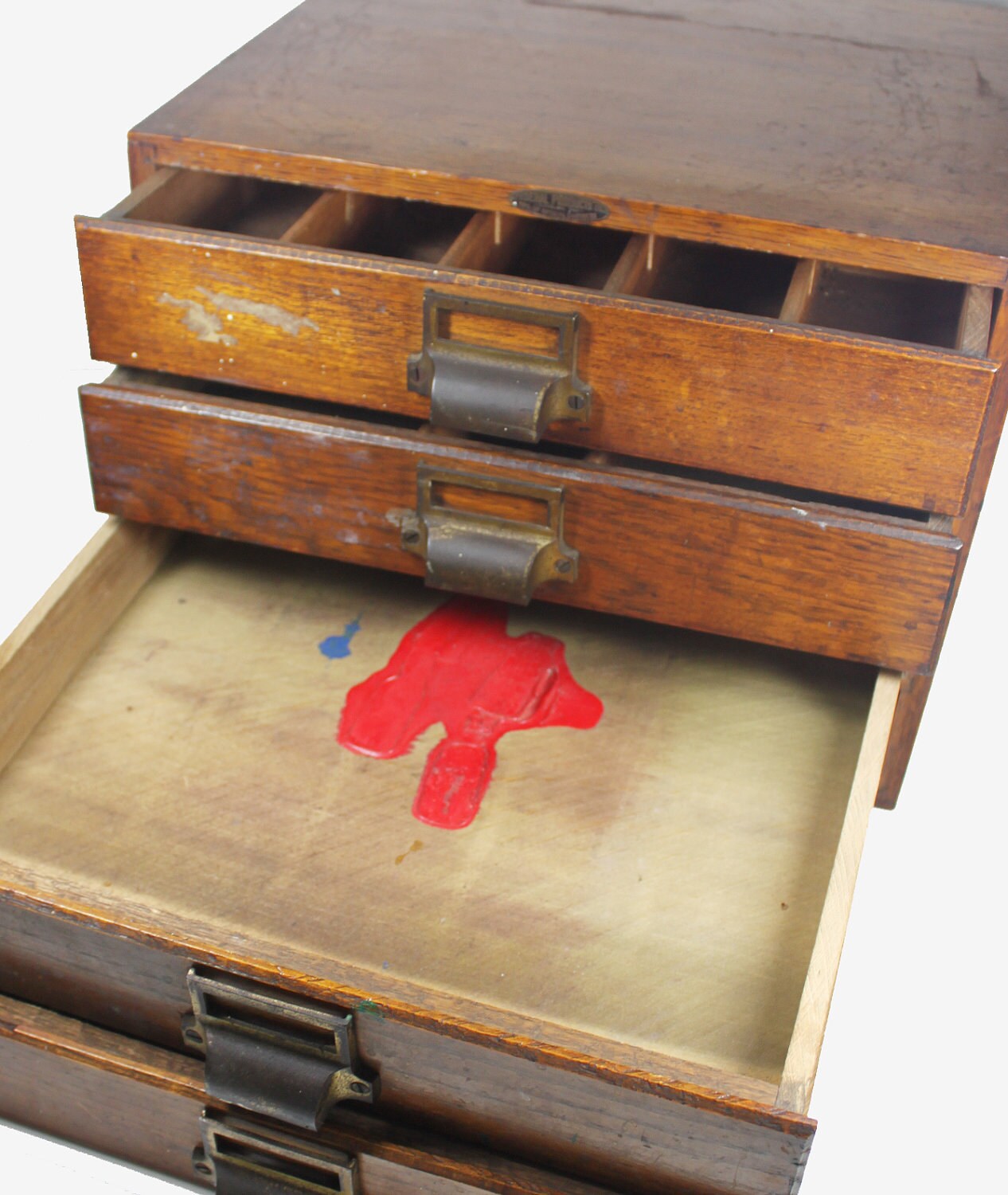 Vintage Wood Storage Cabinet with Four Drawers