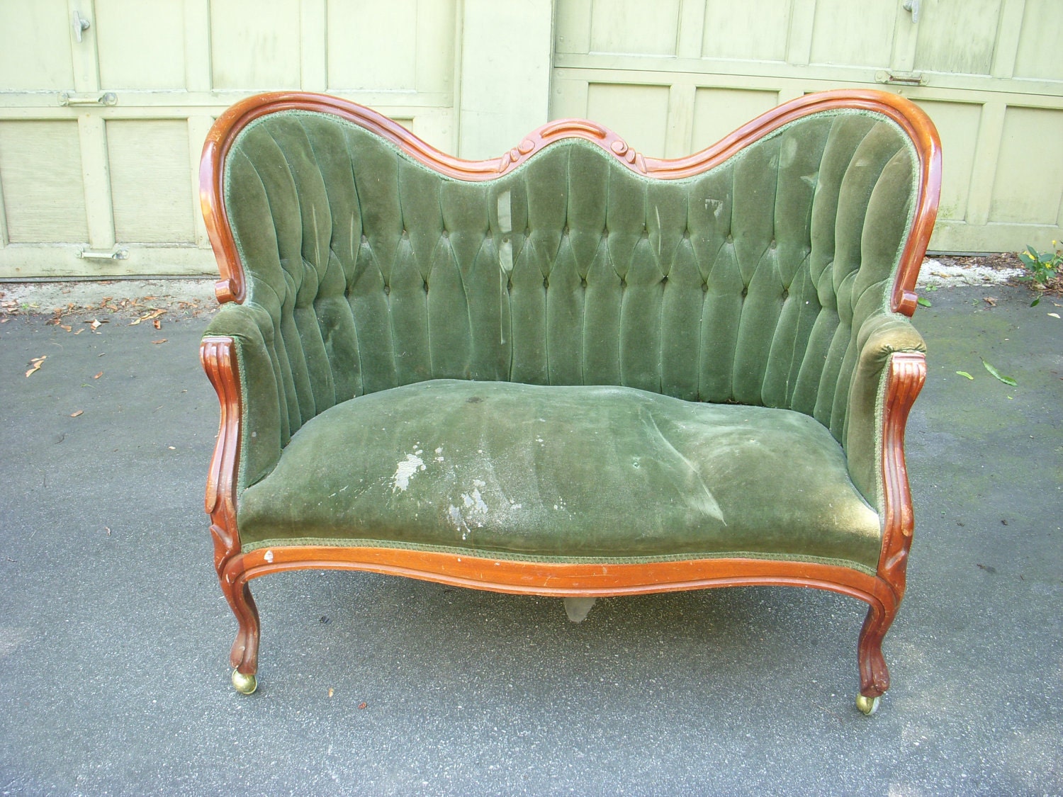 Sale Vintage Depression Era Love Seat Couch 1920s 1930s Green