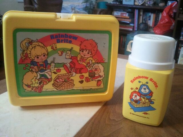 Vintage Rainbow Brite Yellow Lunch Box With Thermos 1980s Kids