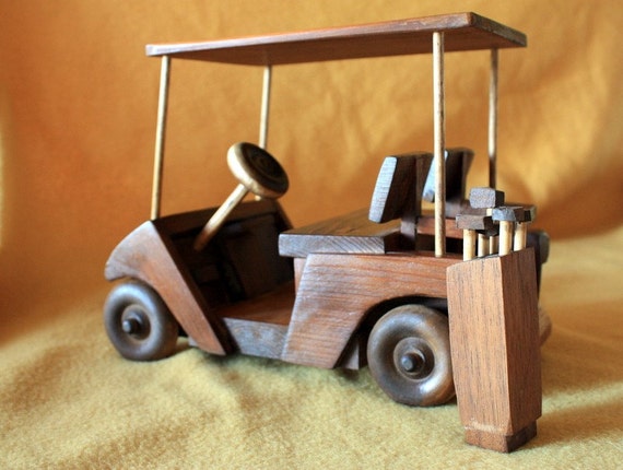 Mini Wooden Golf Cart w/bag and clubs