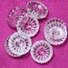 8 Small Clear Glass Buttons Pie Crust on 1 side Slight Concave on the other 2 hole Sew Through
