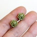Olive Green Mini Flower Studs Earrings - Rosette