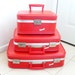 Vintage Red Three Piece Carousel Luggage Train Case Carry On