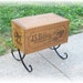 Shipping Crate TABLE Kansas Home Town Grocers since 1921 an Old Box Upcycled and Renewed w metal legs