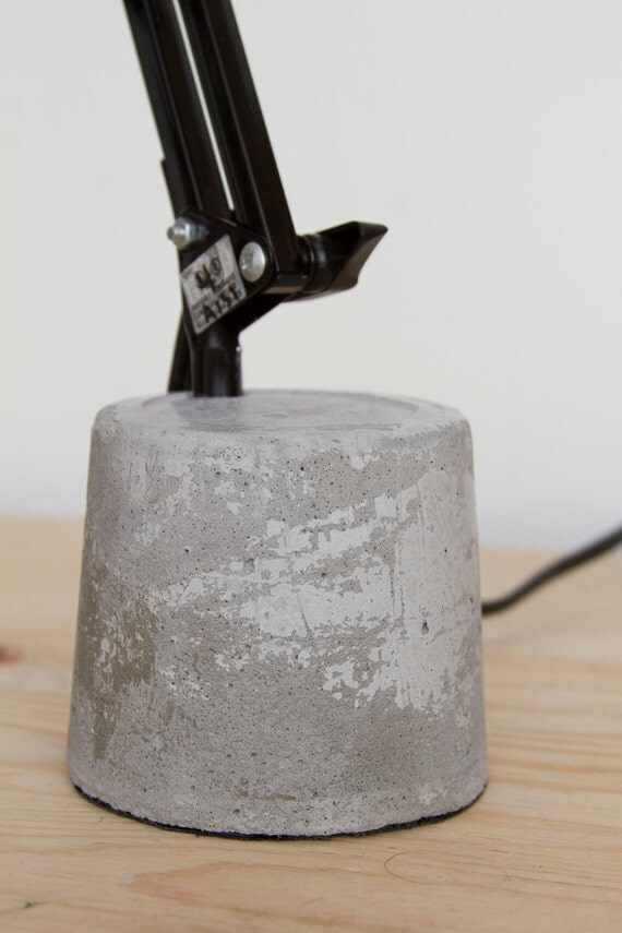 Large Spray Paint Swivel Arm Architect Lamp with Concrete