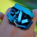 Cobalt Rainbow Titanium Quartz Cluster Ring