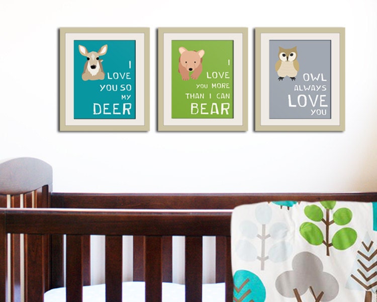 Woodland nursery decor. Forest animal kids wall art.