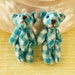 Teddy Bear Doll cab 2pcs - Blue and White Tartan Plaid checks 40mm