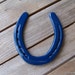 Lucky Old Worn Horse Shoe - Rustic Western, Game Room, Man Cave, Boy's Room Decor - Painted Blue