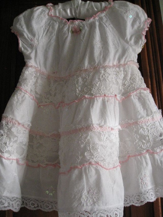 Sweet Pink and White Vintage Girl's Summer Dress