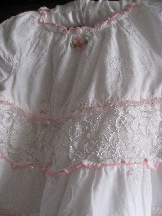 Sweet Pink and White Vintage Girl's Summer Dress