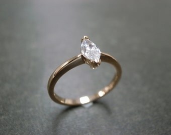 Marquise Diamond Engagement Ring Solitaire Rings Band Custom Made Jewelry Women Jewellery Gift in 18K Rose Gold / White Gold / Yellow Gold