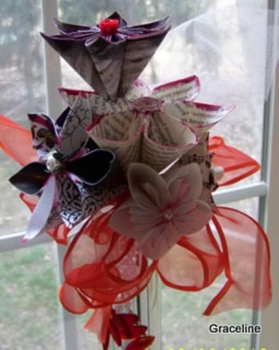 Steampunk Origami Bouquet Includes 6 Flowers by GracelinePaperStudio steampunk buy now online