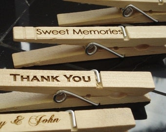 20 Custom Clothespin Wedding Favors place card holders