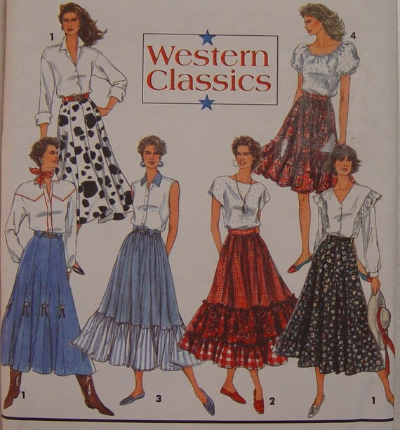 Ladies Western Style Skirt Pattern Simplicity 8193 size