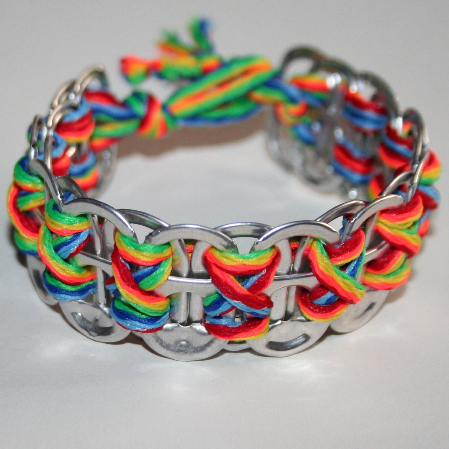 Rainbow Pop Can Tab Bracelet with Double String by eclecticKel