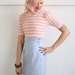 1950s Sweater Blouse // Pink Striped // Vintage 1950s // Medium