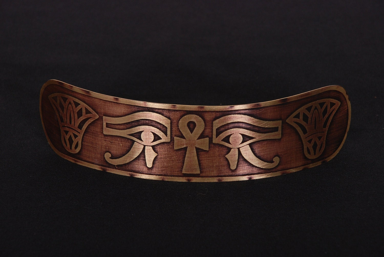 Brass Egyptian Cuff Bracelet Eye Of Horus Ankh Lotus