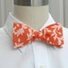 Men's Bow Tie in coral and peach leaf design, wedding party bow tie, groom bow tie, groomsmen gift, coral wedding accessory, dapper menswear