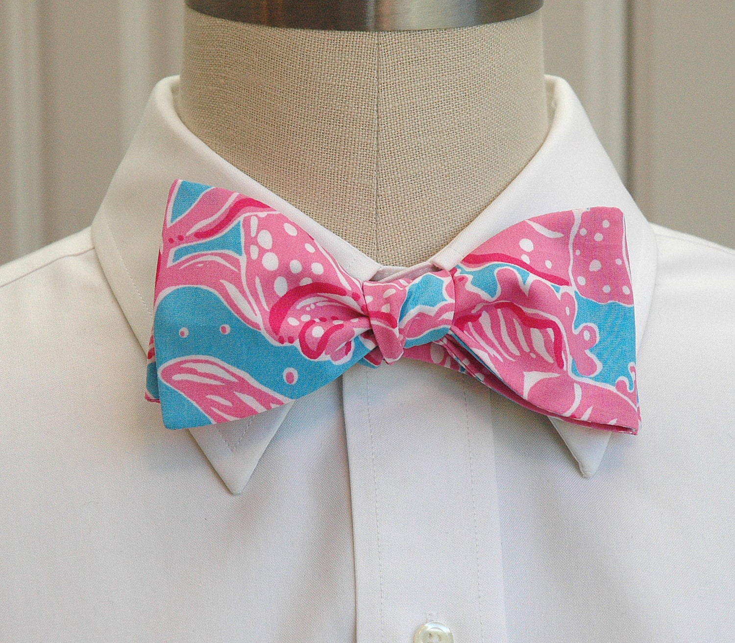 Mens Bow Tie In Lilly Pulitzer Pink And Blue