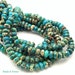 Impression Stone, Gemstone Beads, Blue Green, Rondelle, Smooth, 8mm, Small, 27pcs - ID 879