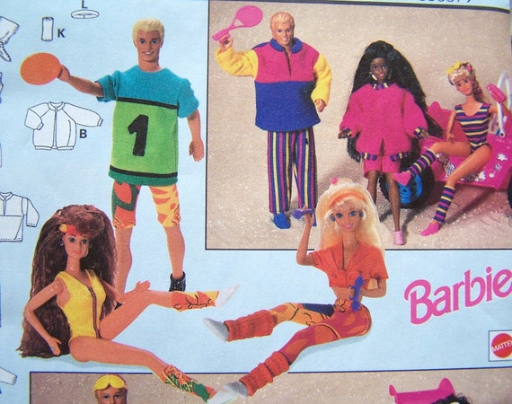 Burda 3887 Barbie and Ken Doll 1980s look Sporty Workout