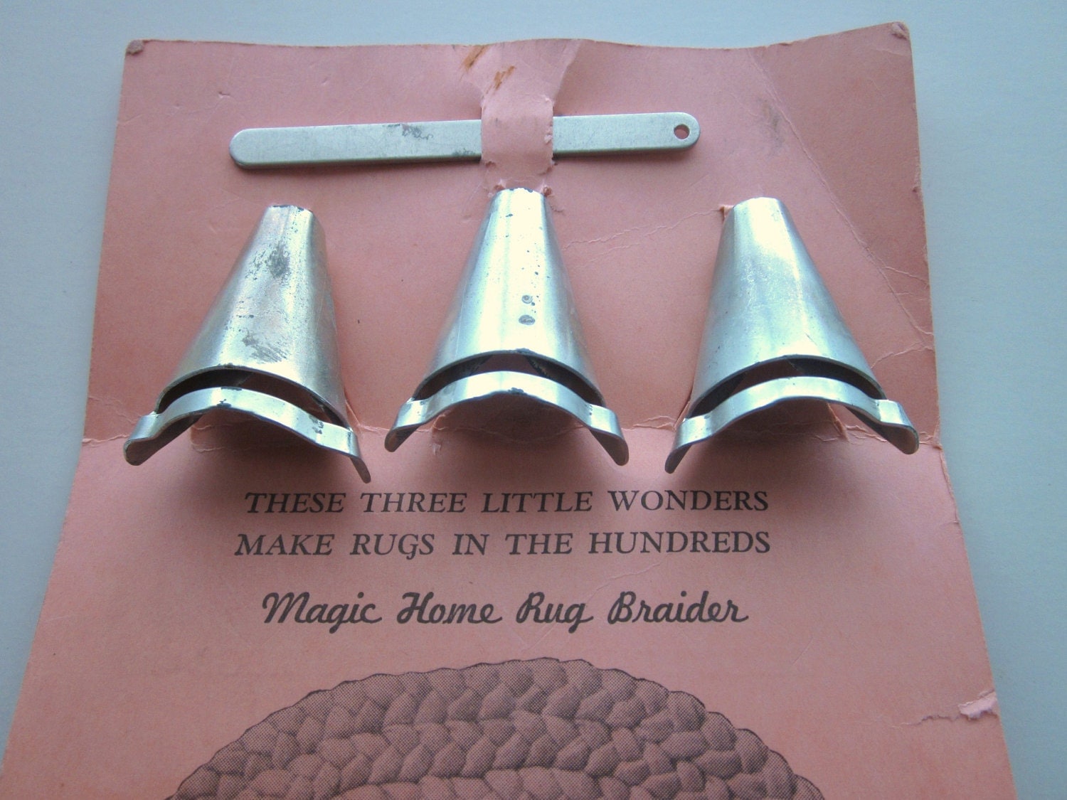 Vintage Braid Rag Rug Braiding Kit Clips and Lacing Bar By