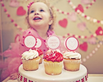 INSTANT Download-Valentines Day Collection-Cupcake Toppers:PINKS-Printable PDF
