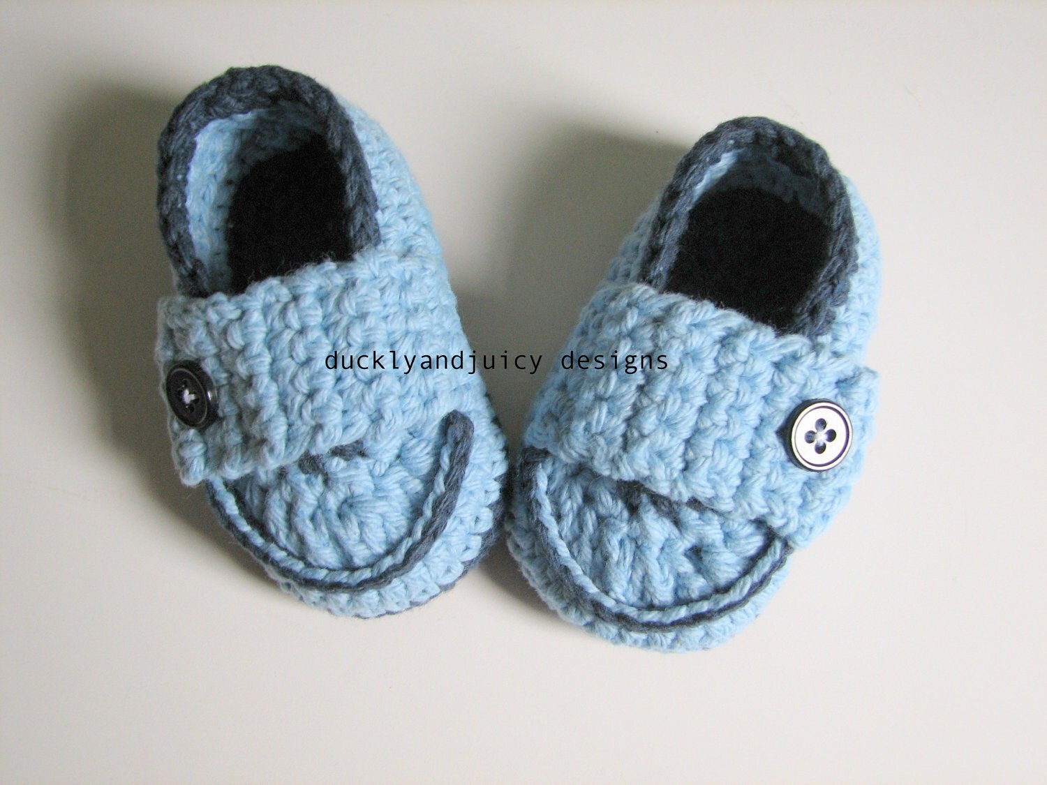 Crochet Baby Booties Modern Blue Baby Loafers by ducklyandjuicy