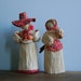 Corn Husk Doll Pair, Peasant Villager Set, Red Accessories, Home Decor