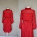 Red Ruffle Dress / Vintage Red Dress / Geometric Vintage Red Dress / Bright Red Dress