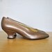 Vintage Pancaldi Shoes / Designer Vintage Shoes / Golden Brown Vintage Kitten Heels