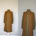 SALE 1960s Dress and Vest / Green Dress with Brown Plaid Vest Combo / 1960s/70s Long Dress and Vest