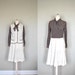 1970s Dress and Vest Set / Brown Bowtie Secretary Dress / Small/Medium Brown Vintage Dress / 1970s Turtleneck Dress