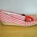 SALE Vintage Red Striped Shoes / 1970s Wedges / Vintage Wedges / Vintage Pappagallo 1970s Nautical Red Striped Flats